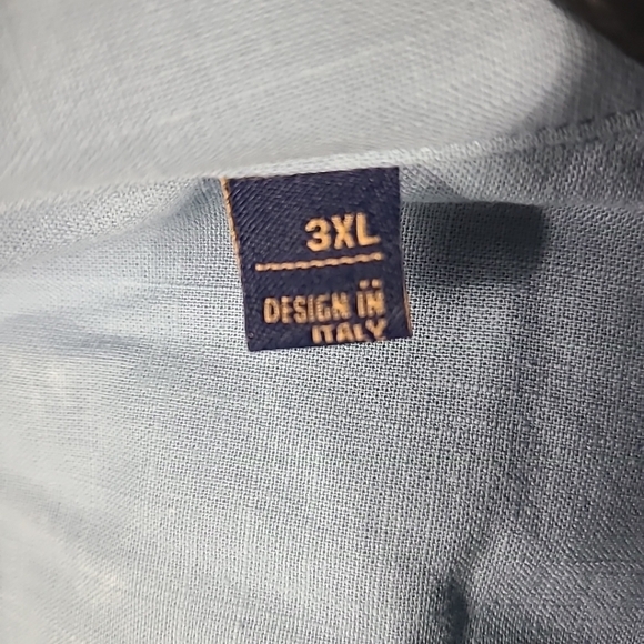 Men Luxury Collection Design In Italy Blue Short Sleeve Button Down Shirt Sz 3XL - Picture 3 of 7